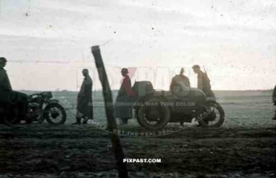 Don, Tschir, 1942, Motor Bike Messengers in Mud, Kradmelder, 22nd Panzer Division, sunrise,