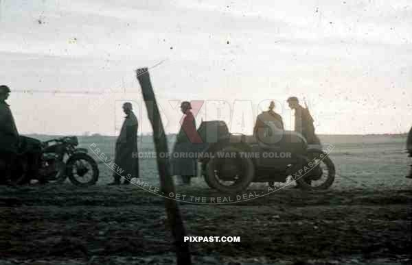 Don, Tschir, 1942, Motor Bike Messengers in Mud, Kradmelder, 22nd Panzer Division, sunrise,
