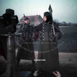 Dunkirk France winter 1940 Luftwaffe flak soldiers shovel aircraft viewer winter boots jacket