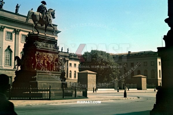 Equestrian statue of King Friedrich II. of Prussia. Reiterstandbild Friedrichs des Grossen. Unter den Linden Berlin 1941