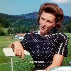 Eva Brauns sister Ilse Braun. Being interviewed by the American journalist Fred L. Tonne. Berchtesgaden Bavaria Germany 1946