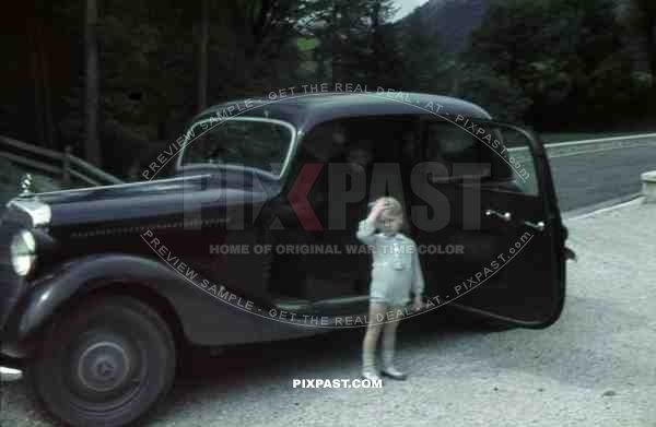 Family in Mercedes near Munich, Germany 1938 father became soldier in 4th Panzer Division