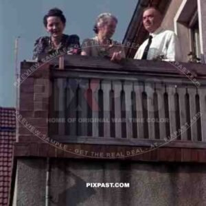 Family on balcony in Leipzig, Germany 1940