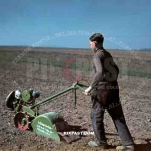Farmer ploughing his potato field near Ulm Germany 1937.