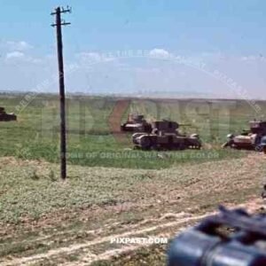 Field of Captured Russian T-26 panzer tank, summer 1941, 103 Schutzen Regiment, 14th Panzer Division. Russia.