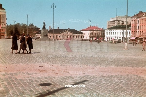 Finlands Statue of Liberty. Market Square Vaasa in Ostrobothnia, Finland 1943