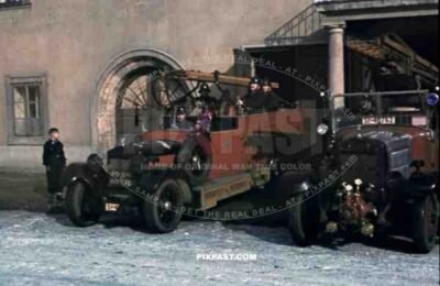 Fire Brigade trucks in Leoben, Austria 1938