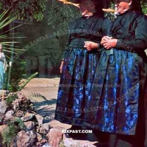 Freiburg Germany 1939 american tourist old ladies granny local costume religion funeral graveyard statue mary cross.