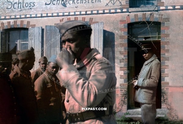 French Colonial POW troops captured by German Wehrmacht. 1940 Schloss Schneckenstein