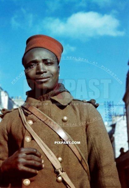 French Moroccan Colonial soldiers as prisoners of war POW. battle of France June 1940. Near Le Mont Saint Michel.