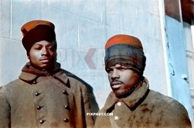 French Moroccan Colonial soldiers captured by Germans during battle of France 1940. Near Le Mont Saint Michel.