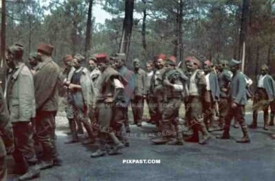 French Moroccan colonial troops taken prisoner. POW. France 1940.