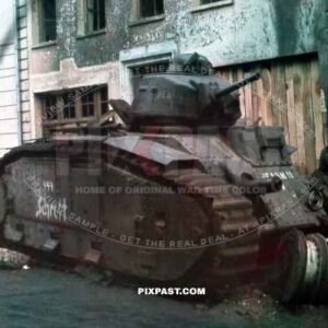 French Renault Char B1 tank Bearn II, hull no. 401. Beaumont rue Madame, Belgium. 16th June 1940. 37e BCC for want of fuel.