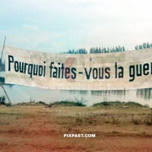 French banner poster put on the German side of the border Westwall. Why are you making war ? Germany 1939