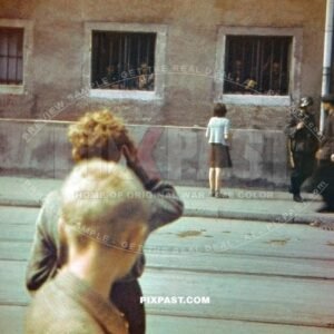 French little girl looking for her father in German Gestapo  Police prison. Paris France 1940