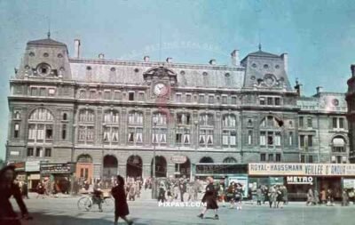 Gabriel Péri Square and Saint-Lazare station in Paris, France 1944