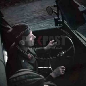 German Flak soldier driving halftrack flak transporter Paris France 1940 winter