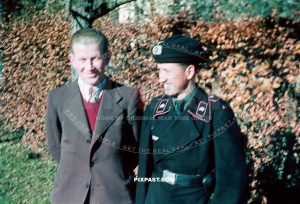 German Funker Radio Panzer soldier with Black Panzer Beret Schutzmutze in Ruhpolding Germany 1939