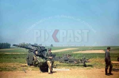 German Heavy Artillery 15 cm sFH 18 near Avelgem Belgium 19.5.1940. Artillerie Regiment 50