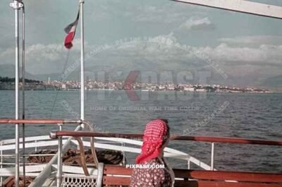 German KDF Ship leaving Yugoslavian harbor 1939. Family from Erfurt Germany.
