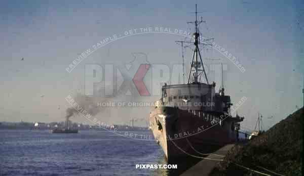 German Kriegsmarine Coastal Patrol boat with Luftwaffe airforce eagle, Riga, Latvia, 1944, 134th Gebirgsjäger,