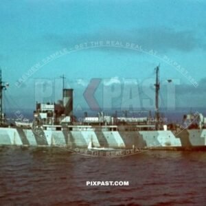 German Kriegsmarine navy camouflage cargo boat sailing between Italy and Tunisia 1942
