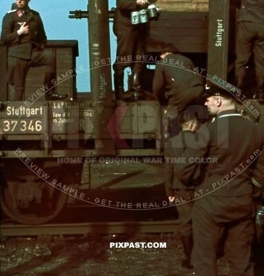 German Luftwaffe Flak unit moving by train to Russia 1941. Luftlotte 2. Headquarters command. Major Heinrich Bindewald