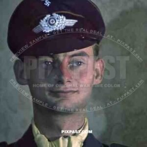 German Luftwaffe Ground Crew summer 1941 airbase, Yellow scarf, portrait.