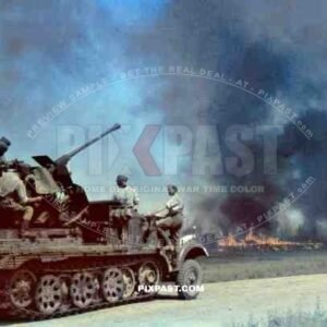 German Luftwaffe Half Track Sd. Kfz. 7/2 3.7cm Flak 36 attacking Russian army position, near Stalingrad 1942