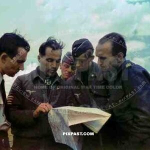 German Luftwaffe Knights Cross Winner Stuka Bomber Ace Johann Zemsky talks to stuka pilots near Stalingrad 1942