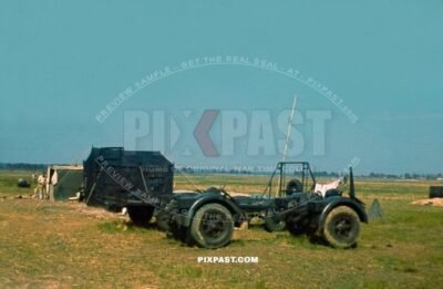German Luftwaffe air force special trailer for Wurzburg Riese Freya radar. ground-based gun laying radar. France 1944