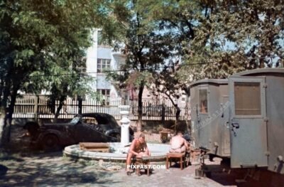 German Luftwaffe field division mobile repair truck workshop. Greece 1942