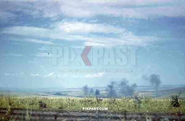German Luftwaffe fighter aircraft doing ground attack againts Russian forces, Krim, Crimea, 1942, 22nd, Panzer Division.