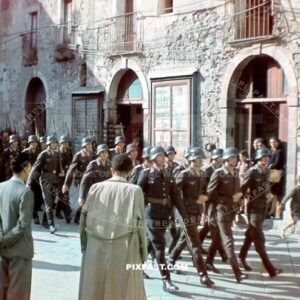 German Luftwaffe military parade in Catania Sicily 1943. Luftlotte 2. Headquarters command. Major Heinrich Bindewald