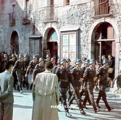 German Luftwaffe military parade in Catania Sicily 1943. Luftlotte 2. Headquarters command. Major Heinrich Bindewald