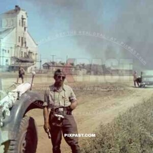 German Luftwaffe photographer and reporter Otto Vieth in Russia Summer 1942. With his Leica III camera.