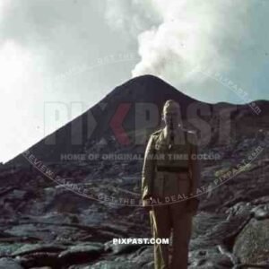 German Luftwaffe soldier at the Vesuv lava fields in Naples, Italy 1942