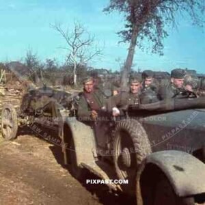 German PAK 38 Artillery crew with AdLer kubel near Rzhev Russia February 1942. 6th Infantry Division.