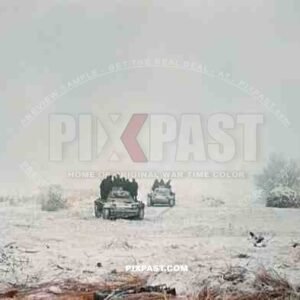 German Panzer 3 tanks used to transport infantry through ice cold Russian landscape, Russian winter end 1943.