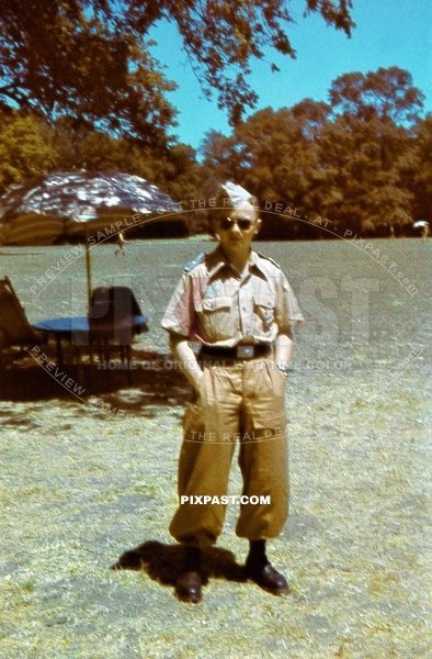 German Ramcke Fallschirmjager Paratrooper radio operator FUNKER in tropical uniform.FJ medal. South France 1943.