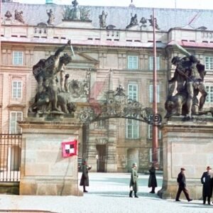 German Soldiers guarding Giants Gate Prague Castle after the Nazi occupation of Czechoslovakia in March 1939