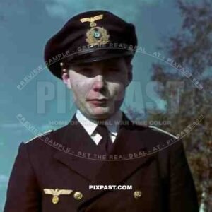 German WW2 Kriegsmarine officer in uniform with Minesweepers Badge in gold. Bautzen 1942.