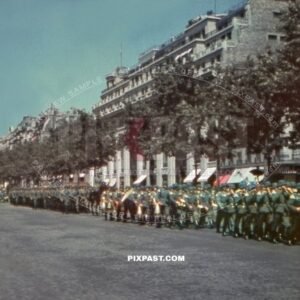 German Wehrmacht army music band doing victory march every day on die Champs Elysees road Paris France 1940