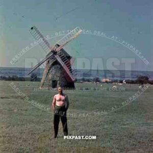 German Wehrmacht soldier topless naked Holland windmill summer 1940
