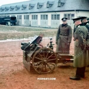 German Wehrmacht training with PAK 7.5cm leichtes Infanteriegeschutz 18 cannon gun. 1939.  14th infantry division
