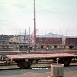 German airplane parts being transported by train for metal recycling. Freiburg im Breisgau Germany 1946