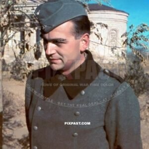German army Doctor with blue pipping  in Winter Jacket Mantel in Sevastopol Crimea KRIM Russia 1942