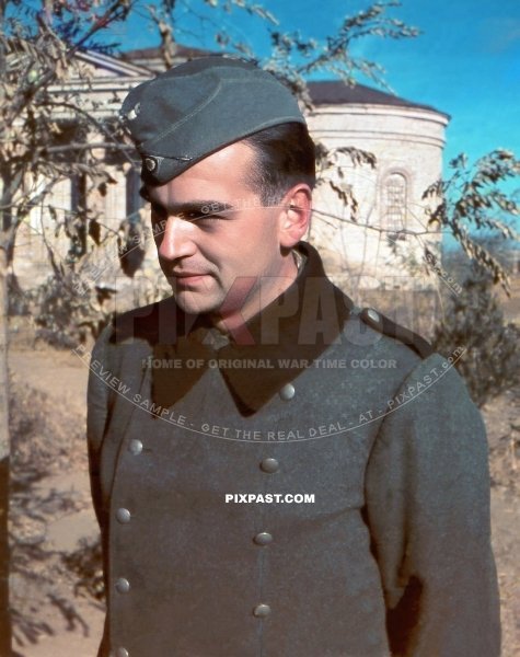 German army Doctor with blue pipping  in Winter Jacket Mantel in Sevastopol Crimea KRIM Russia 1942