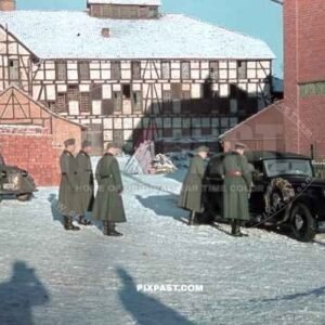 German army General getting into his Horch 380 BL Limousine. Vienna Austria winter 1939