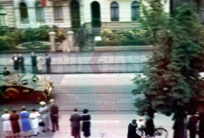 German army military parade in Klagenfurt am Worthersee Austria 1939. Sd.kfz 222 Armoured Car. 3 ss panzer division